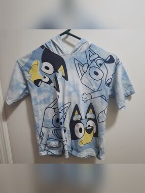 Bluey Hooded Tee Dog Ears Kids Size 8 Blue